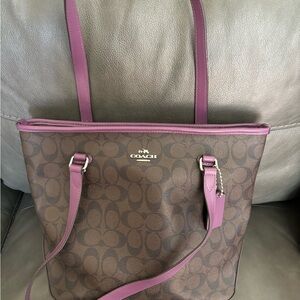 Brown and purple trim Coach purse (authentic)